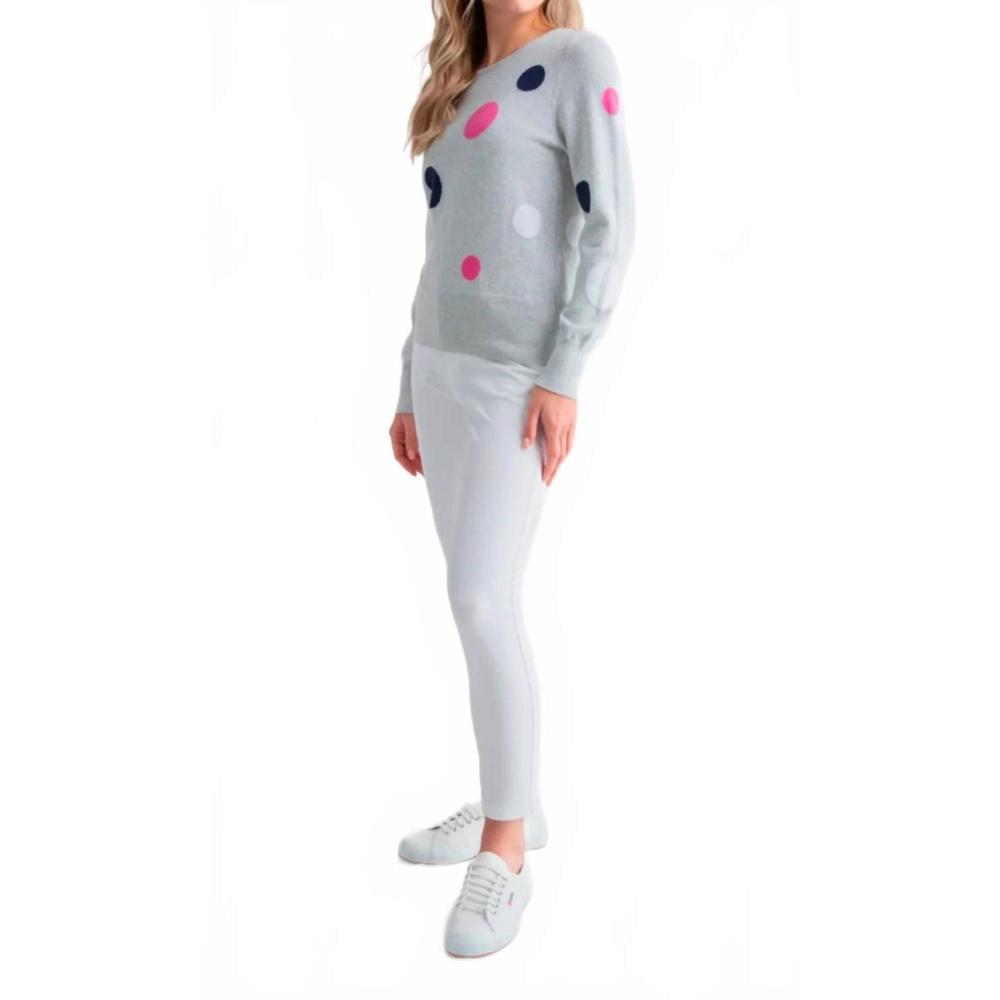 NEW MARBLE cotton polka dot fine knit jumper in grey